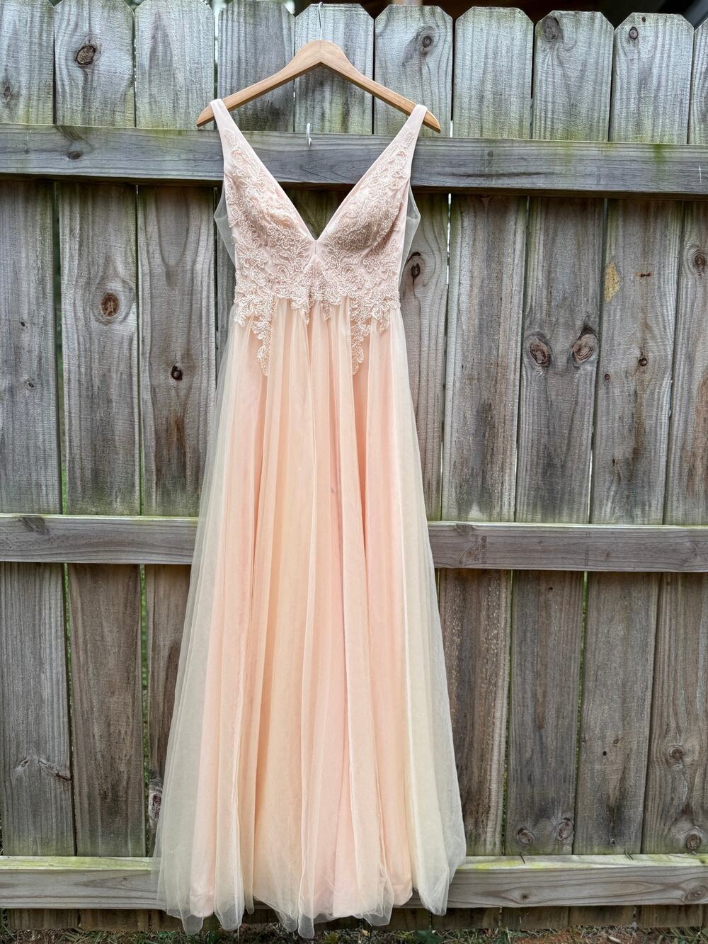 GB Blush Lace &amp; Tulle Maxi Dress